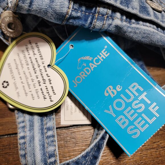 Jordache Girls Denim Wide Crop Denim Overalls - Size Medium (7-8) NWT - Picture 8 of 8